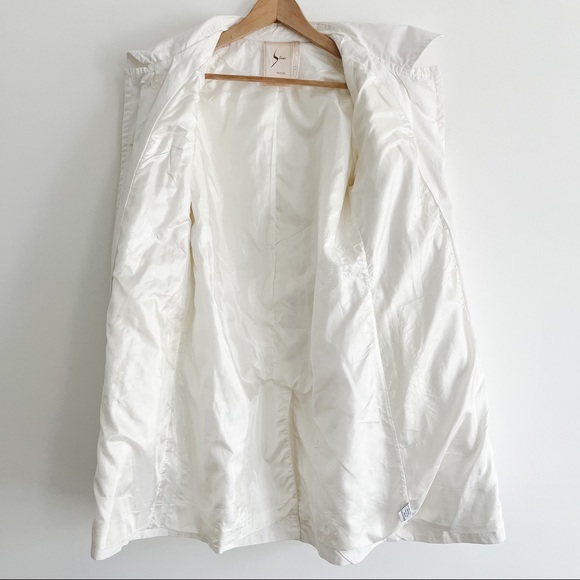 S Line Women’s White Belted Short Sleeve Trench Coat Cotton Medium - Picture 9 of 15